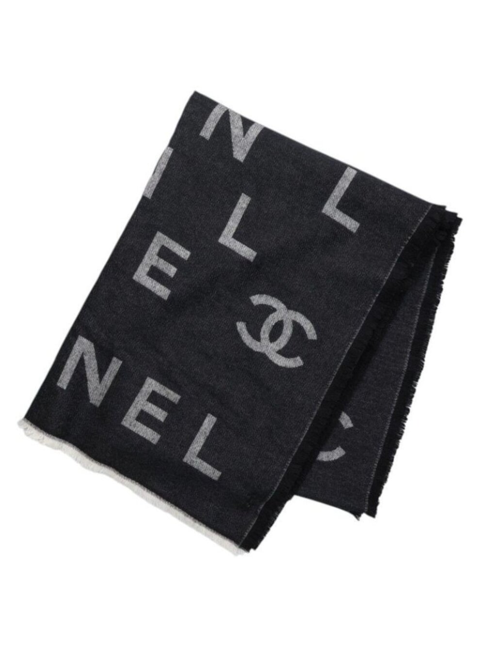 Chanel Cashmere Silk Logo CC Large Shawl Scarf